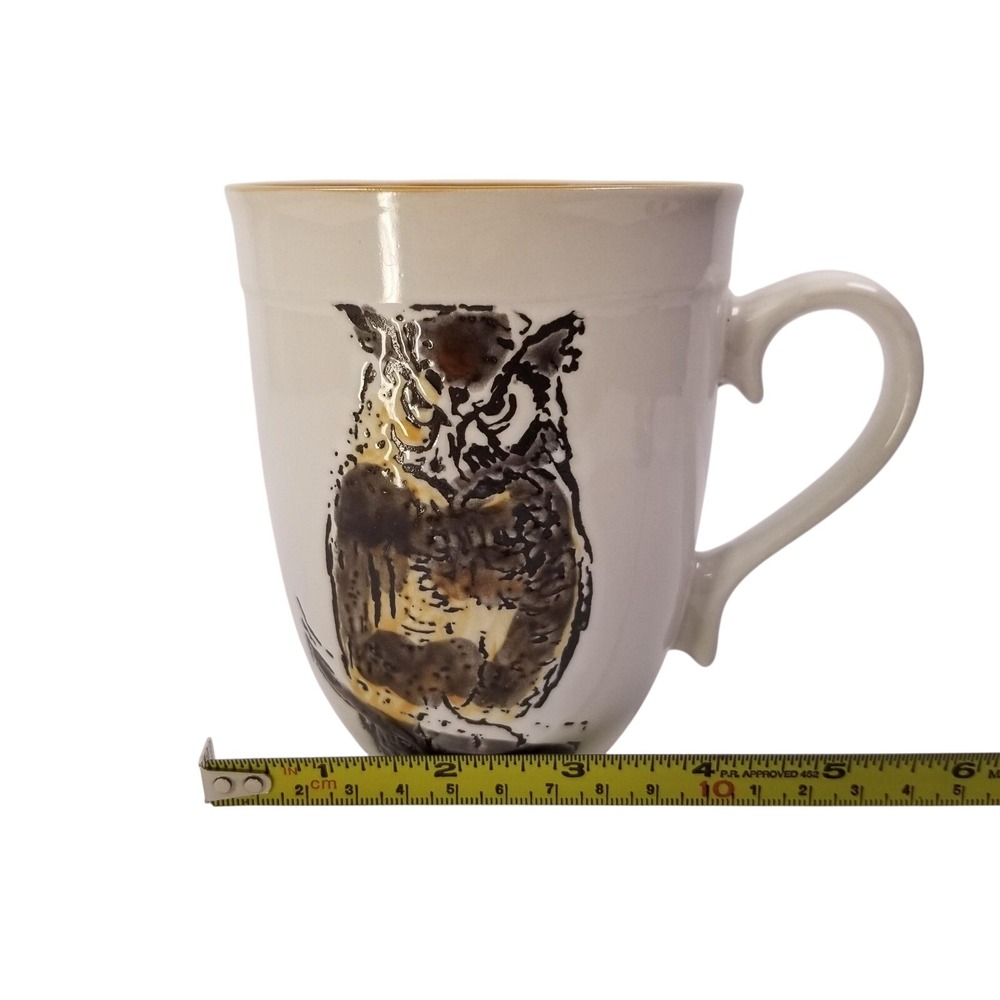 Spectrum Designz Owl Ceramic Coffee Mug White Brown‎ Yellow 16oz Bird Watcher - Picture 6 of 7